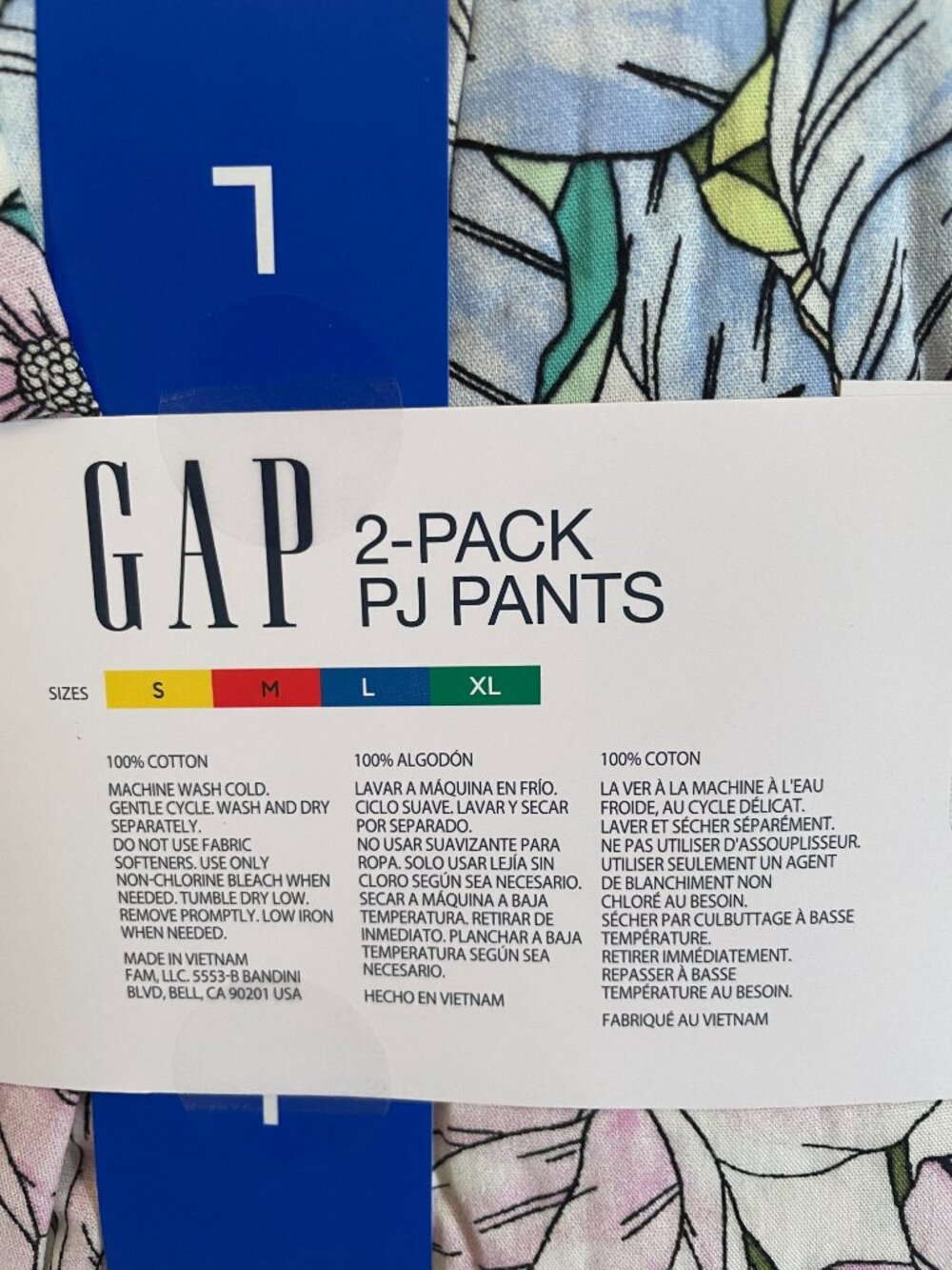 NEW GAP Womens 2 Pack Cotton PJ Pants L NWT Stripe Floral Blue Pajama - Picture 6 of 8